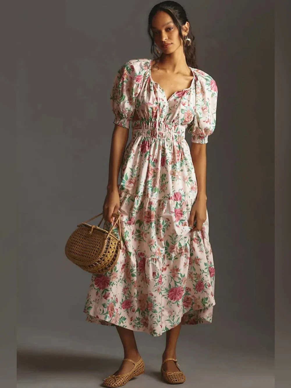 Anthropology The Somerset Puff-Sleeve Maxi Dress - Picture 1 of 5